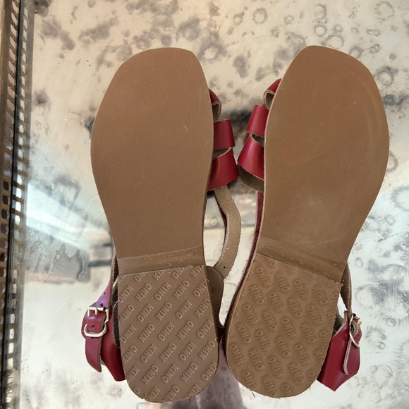 Kino Sandals Womens Size 8 Red Leather Slingback Fisherman Made in Key West USA - Picture 5 of 5